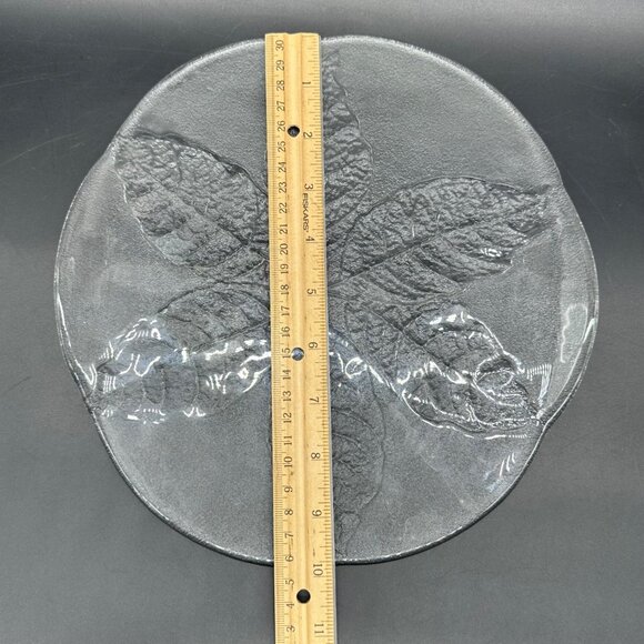 Vintage Kosta Boda Party Glass Serving Plate Leaf Sweden Clear Autumn Fall Decor - Picture 8 of 9